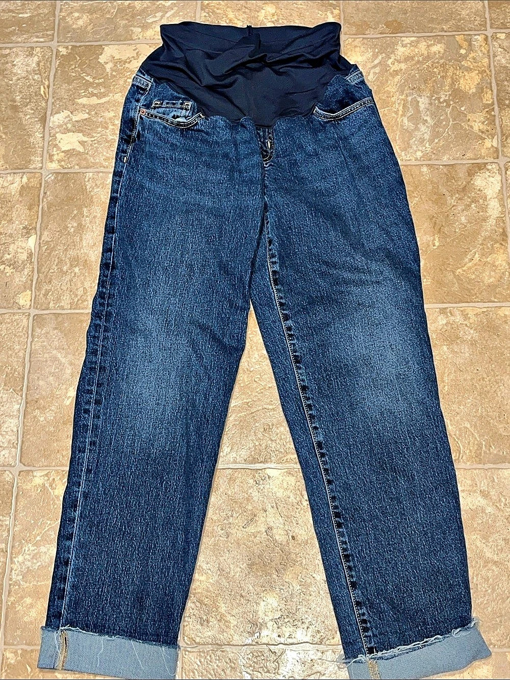 Old Navy Maternity O.G. Straight Full Panel Straight Leg Jeans in Blue Size 8